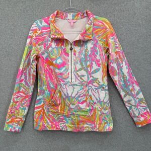 Lilly Pulitzer Womens Skipper Popover Scuba to Cuba Print 1/4 Zip Size Small